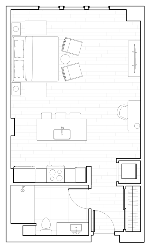 Studio Floor Plan at The Q Topanga, Woodland Hills
